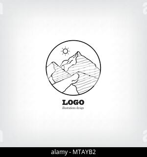 Silhouette di montagna vettore logo Illustrazione Vettoriale