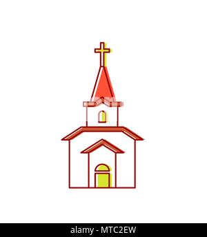 Segno della chiesa cattolica casa cristiana religione. Illustrazione Vettoriale Illustrazione Vettoriale