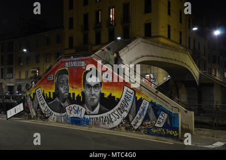 Via Ascanio Sforza, Naviglio Grande canal, quartiere dei Navigli di Milano, lombardia, italia, Gennaio 2018 Foto Stock