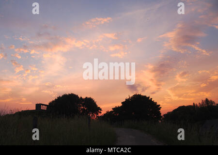 Tramonto sul fiume IJssel vicino a Zwolle Foto Stock