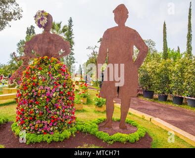 Composizione di fiori durante Euroflora 2018, la mostra internazionale di fiori e di piante ornamentali realizzati a Genova (Genova) Parchi di Nervi, Italia. Foto Stock