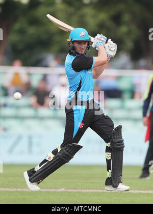 Joe Clarke del Worcestershire durante la partita del North Group della Royal London One Day Cup a New Road, Worcester. PREMERE ASSOCIAZIONE foto. Data immagine: Martedì 29 maggio 2018. Vedi storia della PA CRICKET Worcester. Il credito fotografico dovrebbe essere: David Davies/PA Wire. Foto Stock