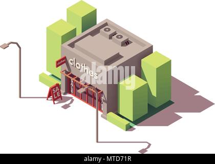 Isometrica del vettore negozio di abbigliamento Illustrazione Vettoriale