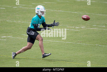 Davie, Florida, Stati Uniti d'America. Il 30 maggio 2018. Delfini di Miami cornerback Torry McTyer (24) durante il team organizzato attività La Baptist Health Training Facility a Nova Southeastern University in Davie, Florida il 30 maggio 2018. Credito: Allen Eyestone/Palm Beach post/ZUMA filo/Alamy Live News Foto Stock