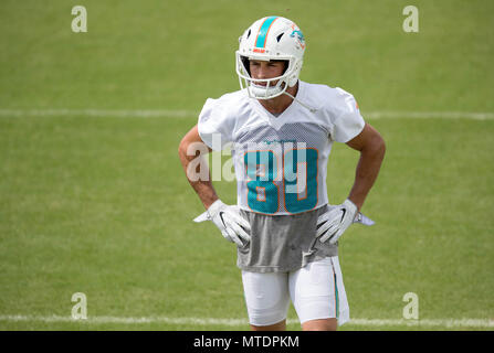 Davie, Florida, Stati Uniti d'America. Il 30 maggio 2018. Miami Dolphins wide receiver Danny Amendola (80) durante il team organizzato attività La Baptist Health Training Facility a Nova Southeastern University in Davie, Florida il 30 maggio 2018. Credito: Allen Eyestone/Palm Beach post/ZUMA filo/Alamy Live News Foto Stock