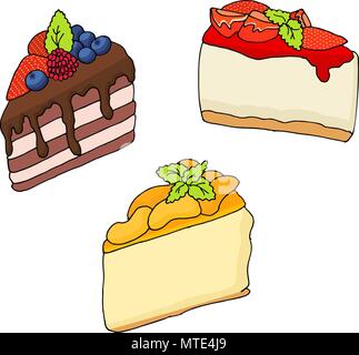 Illustrazione vettoriale di vari tipi di torte e pasticcini Illustrazione Vettoriale