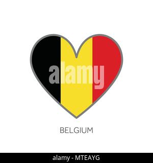 Belgio bandiera romanticismo amore a forma di cuore icona vettore Illustrazione Vettoriale