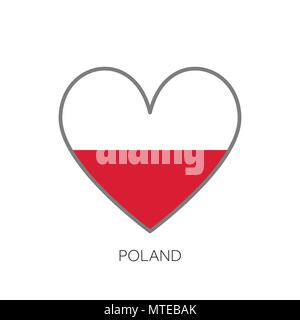 Bandiera della Polonia romanticismo amore a forma di cuore icona vettore Illustrazione Vettoriale