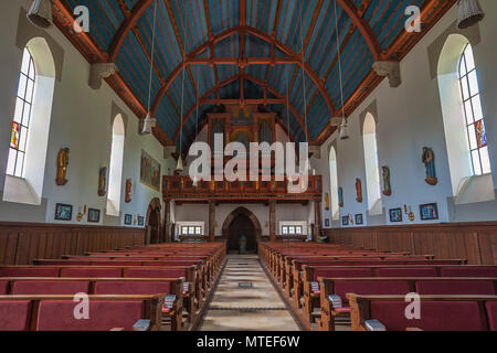 Vista interna con organo gallery, Chiesa Maria-Himmelfahrt, Bad Wiessee, Alta Baviera, Baviera, Germania Foto Stock