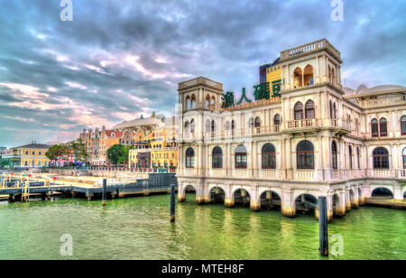 Case al Pontile del Pescatore a Macau, Cina Foto Stock