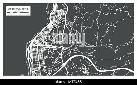 Reggio Calabria Italia mappa della città in stile retrò. Mappa di contorno. Illustrazione Vettoriale. Illustrazione Vettoriale