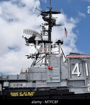 Isola sulla USS Midway Museum, portaerei, San Diego, California Foto Stock