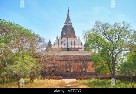 Il grande tempio Nagayon è un notevole punto di riferimento di Bagan parco archeologico, Myanmar Foto Stock