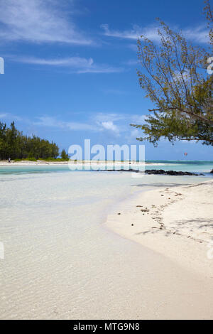 L'acqua limpida e spiagge bianche in Ile aux Cerfs, Mauritius Foto Stock