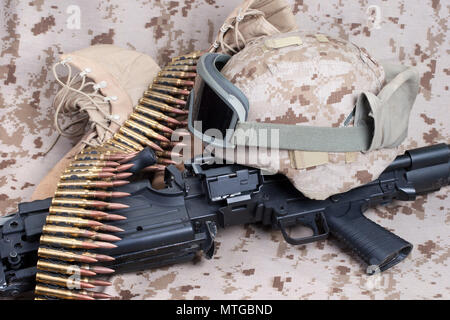 Marines americani il concetto di sfondo con la mitragliatrice Foto Stock