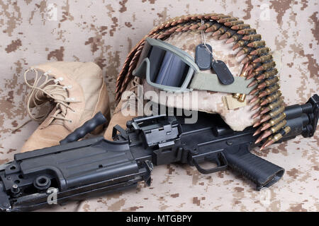 Marines americani il concetto di sfondo con la mitragliatrice Foto Stock