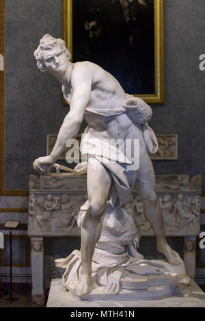 Roma. L'Italia. Gian Lorenzo Bernini (1598-1680), David, scultura in marmo, 1623-1624. Galleria Borghese. Inv. LXXVII Foto Stock