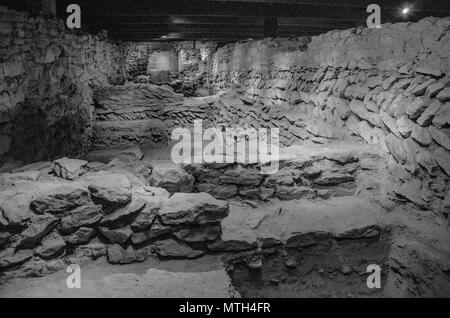 Nel 179 D.C./CE, l'impero romano ha stabilito la rocca "Castra Regina", o "fortezza sul fiume Regen", dove la Regen entra nel fiume Danubio. Foto Stock