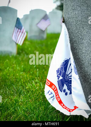 Tombe decorate di noi servizio militare i membri al cimitero di Virginia. Foto Stock