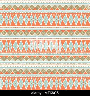 Menta pastello e geometriche di corallo Seamless Pattern. Soft colore di sfondo. Peach blue disegno geometrico con disegnati a mano elementi Illustrazione Vettoriale