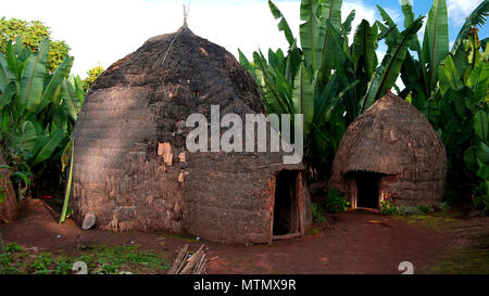 Dorze tradizionale villaggio di tribù in Chencha, Etiopia Foto Stock