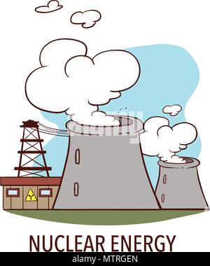 Energia nucleare concetto industriale. Illustrazione Vettoriale