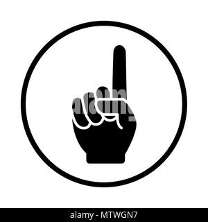 Il dito di una mano line art icona nel cerchio, mano che mostrano il numero di un simbolo, gesto a mano con un indice alzato - Vettore design iconico Illustrazione Vettoriale