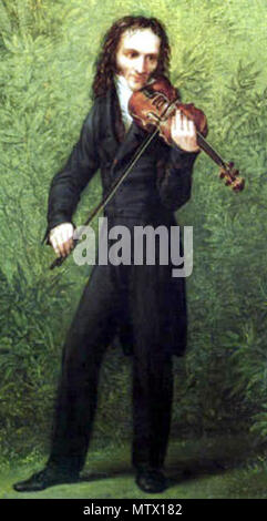 . Ritratto di Niccolò Paganini (1782-1840), olio su legno di tiglio, dettaglio . circa 1830. Georg Friedrich Kersting (1785-1847) 462 Paganini da Kersting dettaglio Foto Stock