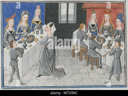 . Miniature ritagliate da 1460 manoscritto contenente Christine Pizan 'Épître d'Othéa" (Epistola a Hector; talvolta noto come il libro del Cavalierato) - Cologny, fondation Martin Bodmer, Cod. Bodmer 49, cortesia della Biblioteca virtuale dei manoscritti della Svizzera . circa 1460. Anonimo 459 Othea's epistola (fondation Martin Bodmer) 09 Foto Stock