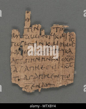 467 Papiro 9 - P. Oxy. III 402 - Houghton Library MS Gr SM3736 - La Prima Epistola di Giovanni, 4,11-12.14-17 - il retro Foto Stock
