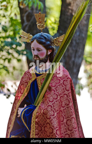Una statua di Gesù è portato in processione della Domenica delle Palme dal Parque Juarez al Jardin - San Miguel De Allende, Messico Foto Stock