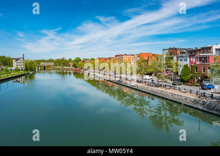 Il centro di Seneca Falls e il Cayuga-Seneca Canal nello Stato di New York STATI UNITI D'AMERICA Foto Stock