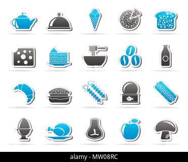 Diversi tipi di cibi e bevande icone 2 - vettore icona impostare Illustrazione Vettoriale