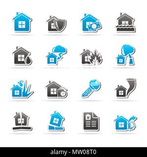 Home rischio e icone di assicurazione- vector icon set Illustrazione Vettoriale