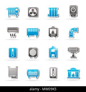Home apparecchi di riscaldamento icone - vettore icona impostare Illustrazione Vettoriale