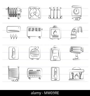 Home apparecchi di riscaldamento icone - vettore icona impostare Illustrazione Vettoriale
