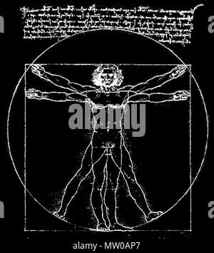 . Leonardo uomo vitruviano, come egli appare sulla T-shirt . Xv secolo. Leonardo 584 T-shirt uomo Foto Stock