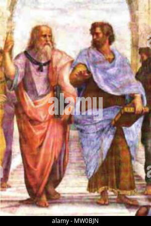 . Parte di Raffaello affresco della scuola di Atene nella stanza del Vaticano . Xvi secolo. en:Raphael (Rafaello Sanzio, 1483-1520) 548 Scuola di Atene Foto Stock