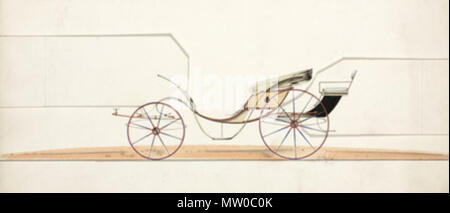 . Phaeton, del XIX secolo di disegno di un progetto per un carrello da Hooper & Co, i carrozzieri per la Regina Vittoria e il Principe di Galles. Xix secolo. Unattributed 479 Phaeton (3), XIX secolo Foto Stock