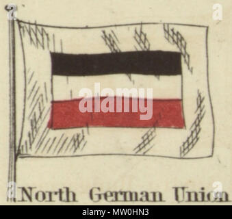 . Inglese: segnali per i piloti. Nord tedesco Unione. Johnson nuovo grafico di emblemi nazionali, 1868.jpg Johnson nuovo grafico di emblemi nazionali. La stampa mostra le bandiere dei vari paesi, quelle percorse da navi e il 'Signals per piloti." nell'angolo in alto a sinistra è il 'degli Stati Uniti 37-stella bandiera, nell'angolo in alto a destra è il "Royal Standard del Regno Unito Gran Bretagna & Irlanda'; nell'angolo in basso a sinistra è il "russo" Standard e nell'angolo in basso a destra è il 'Standard francese." Il flag su questo foglio differiscono leggermente da quelli su di un altro foglio numerato 4 [top left] e 5 Foto Stock