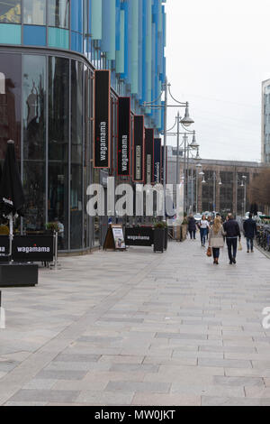 Wagamama, Cardiff, Regno Unito, ristorante, negozi, 2018. Foto Stock