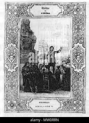 . Inglese: Scena da Louis Niedermeyer's opera Stradella (1837). Stampa Contemporanea di artista sconosciuto. 1837. Sconosciuto 577 Stradella atto III Foto Stock