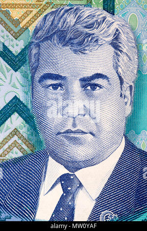 Saparmurat Niyazov il ritratto dal Turkmenistan denaro Foto Stock
