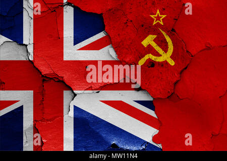 Bandiere del Regno Unito e Unione Sovietica Foto Stock