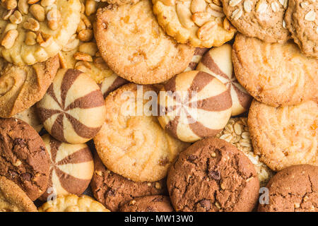 Diversi tipi di biscotti dolci. Gustosi biscotti. Foto Stock