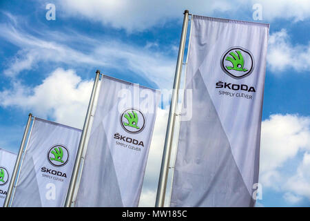 Logo Skoda, segno Skoda annuncio Foto Stock