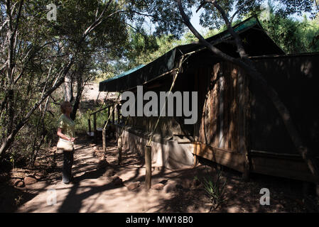 Uno degli otto tende al Mashatu Tented Camp in Botswana Foto Stock