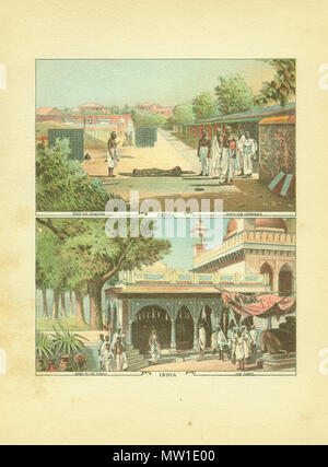 . Inglese: "George Moerlein e parte in India' 'Chromolithographs realizzato da dipinti fatto nel 1874 da George Moerlin e pubblicato nel suo libro, un viaggio intorno al mondo (Cincinnati, Ohio: M. & R. Burgheim, 1886)." Agra vista* la balneazione nel Gange a Benares* Bombay opinioni* viste Ceylon* Himalaya, da Darjeeling* Memorial bene a Cawnpore* Railroad di Kandy (Ceylon)* Railroad fino in Himalaya* scene religiose* scene del quotidiano indiano vita* Il Taj a Agra (vista dal giardino)* Vista di Calcutta* . 1874. Chromolithographs realizzato da dipinti fatto nel 1874 da George Moerlin e publishe Foto Stock