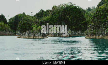 Le piccole isole rocciose in Pianemo Raja Ampat, Papua occidentale, in Indonesia Foto Stock