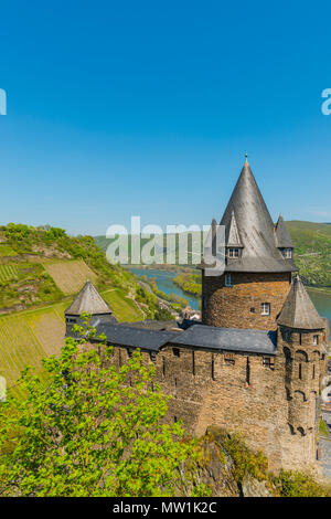 Ostello della gioventù Castello Stahleck, Bacharach am Rhein, Sito Patrimonio Mondiale dell'UNESCO, Valle del Reno superiore e centrale, Renania-Palatinato Foto Stock